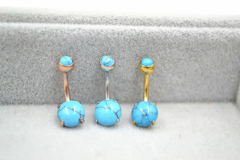 

50pcs Body Jewelry Piercing New Navel Belly Button Bar Navel Body Piercing 14g Free shippment Blue Stone Navel Bar New