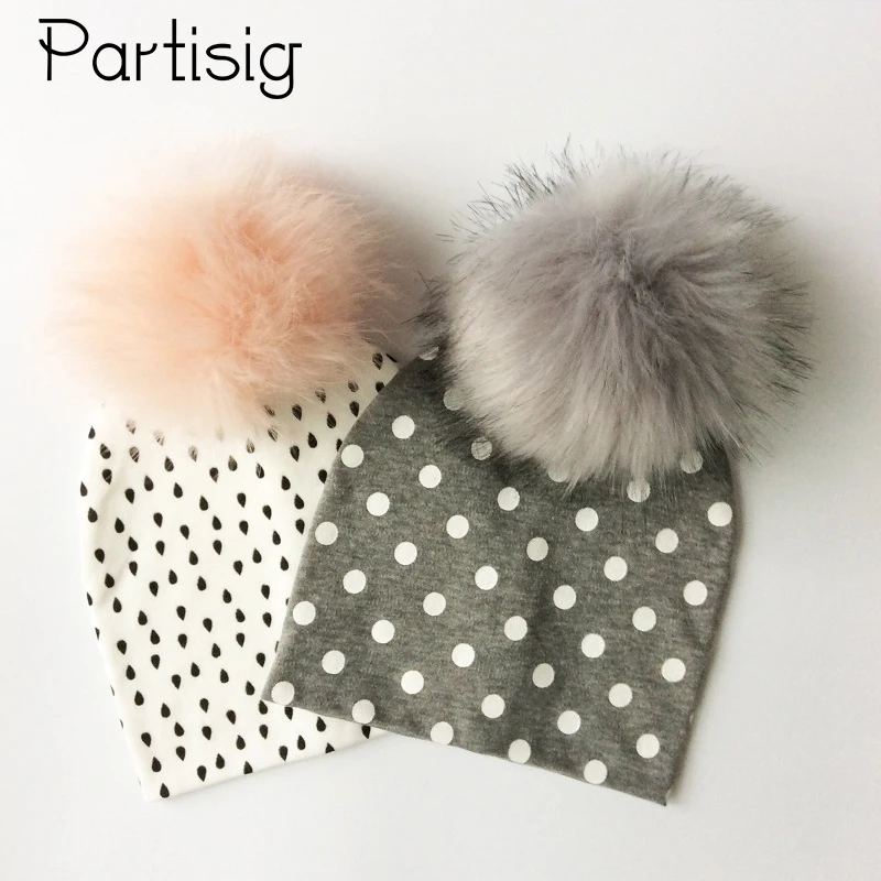 Baby Hat Cotton Printing Hat With Pompon For Girls Autumn Winter Boys Caps Children Bonnet