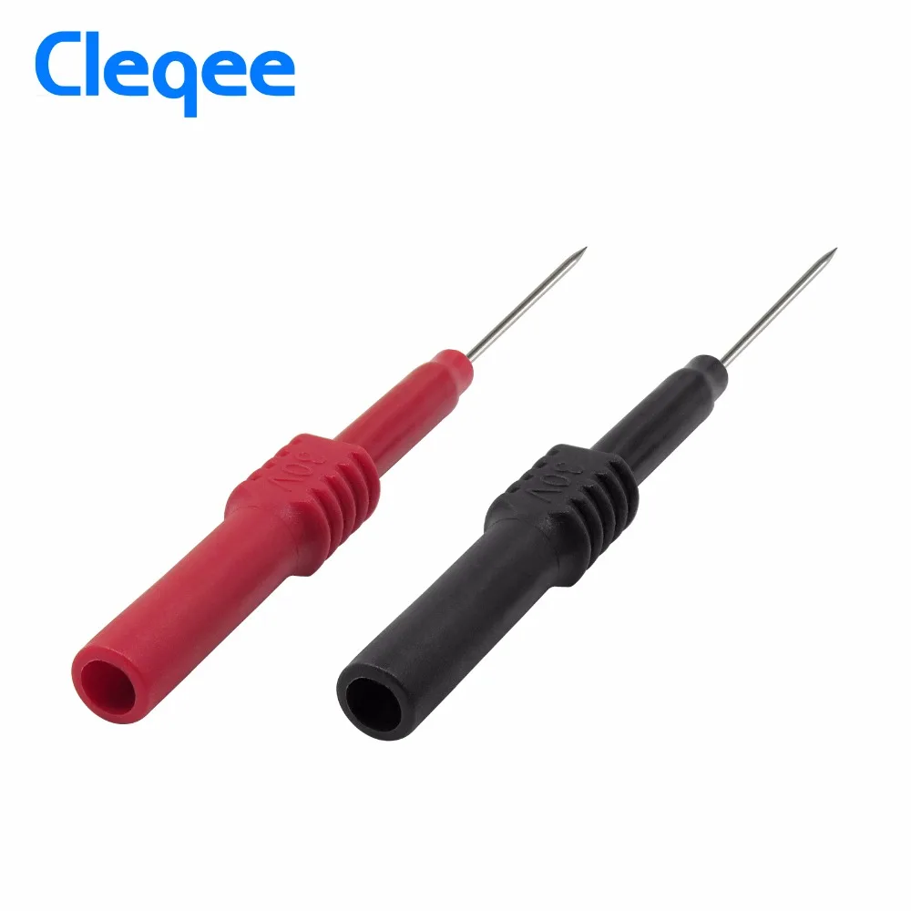 Cleqee P5009 aguja de perforación de aislamiento de PVC suave, multímetro no destructivo, sondas de prueba, rojo/Negro, 10 unidades