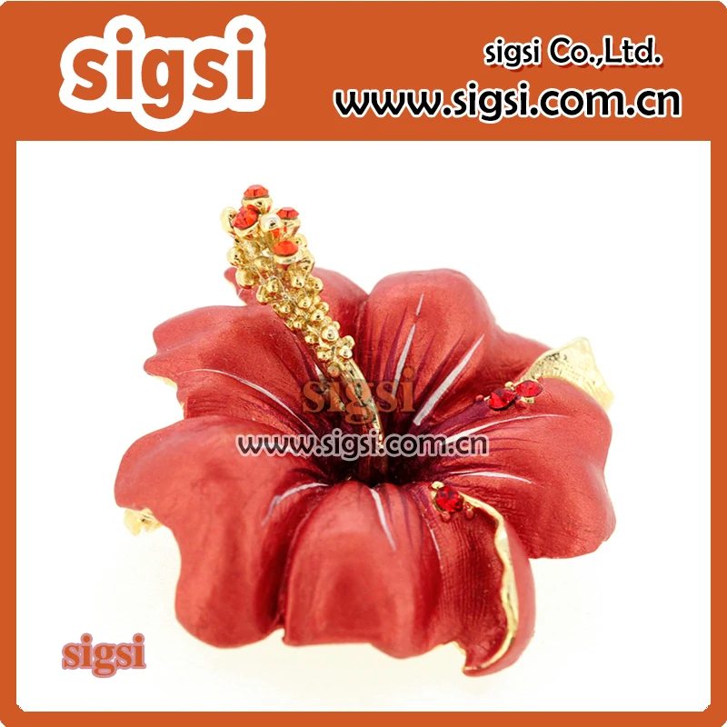 2015 Retro Style Red Beautiful Flower Rhinestone Brooch