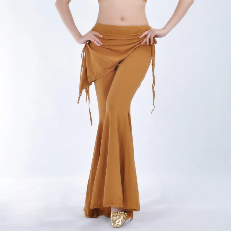 Tribal Fusion High Waist Flare Trousers Practice Pants with Panel Side Slits Gothic Belly Dance Pants