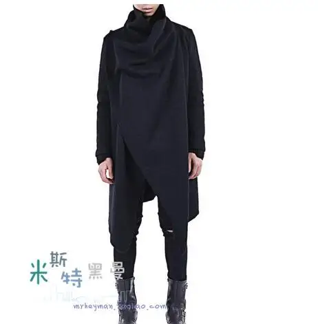 S-5XL!!Fashion men's woolen long trench design personalized asymmetrical fronts ro woolen outerwear