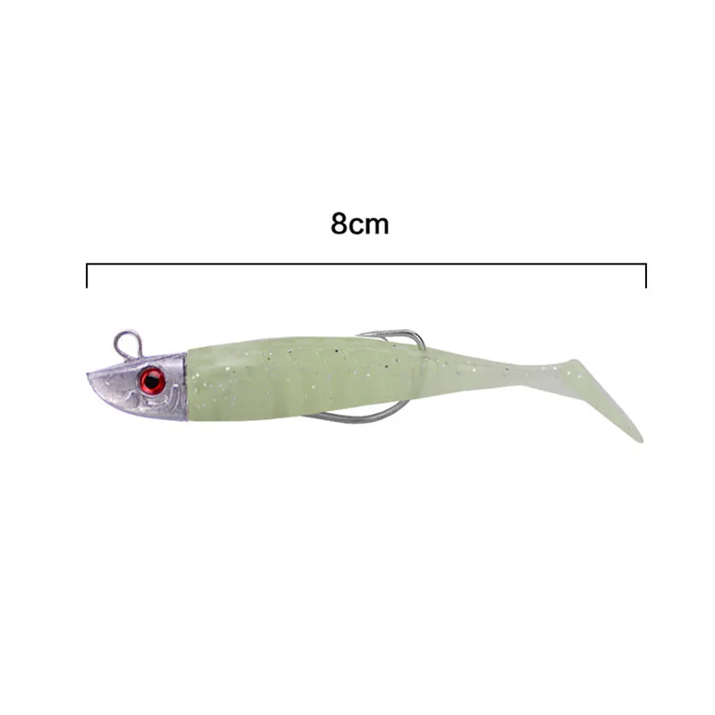 Hohe Qualität 2 Ersatz Köder Jigging Weichen Köder Angeln Lockt 8 cm 8,5g DIY Kopf Jig Fisch T schwanz Meer Bass Köder Angelgerät – Detail 2