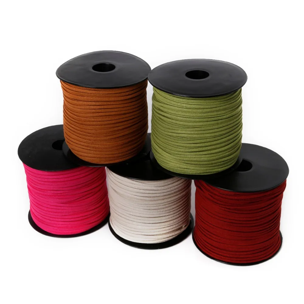 2.8mm 100Yard Macrame Braided Faux Suede Cord Leather Lace DIY Handmade Beading Bracelet Jewelry Making Flat Thread String Rope