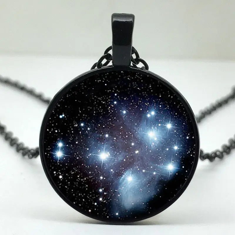 2018 new Handcrafted Pleiades star cluster pendant Universe Galaxy necklace Space Jewelry Black Blue Silver Plated pendant