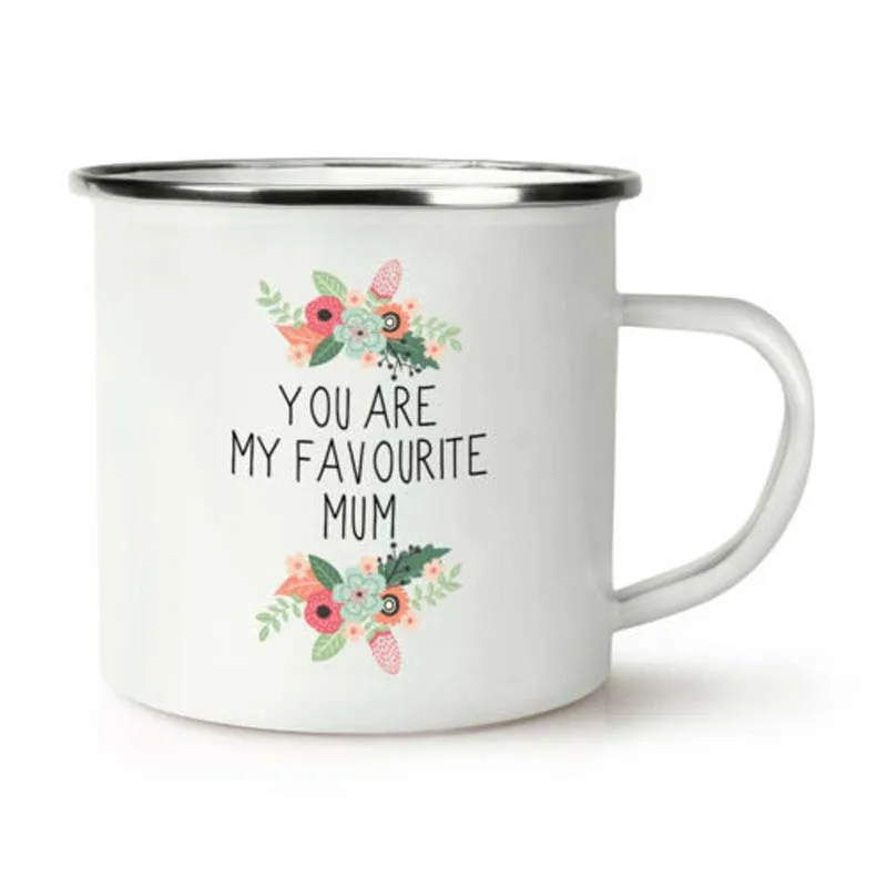 Stainless Steel Camping Coffee Mug You Are My Favourite Mum Retro Enamel Birthday Christmas Outdoors Metal Enamel Campfire Cup