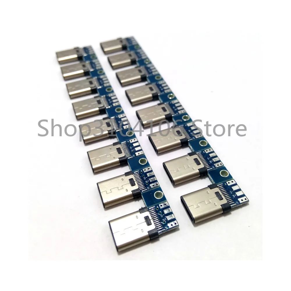 

USB 3.1 Type C male plug Connector TYPE-C 3.1 with PCB board Welded wire type male connector 2.0 B