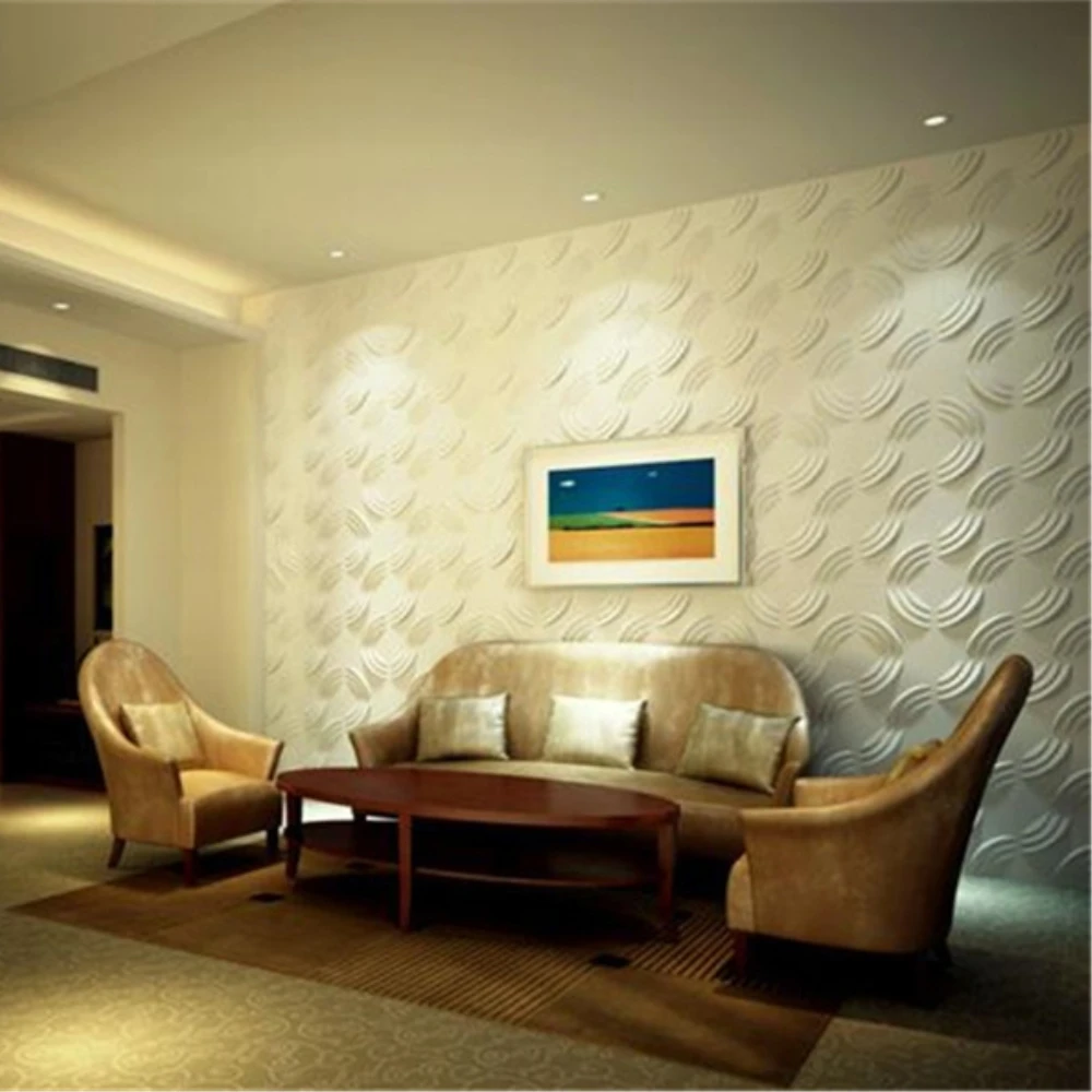 RAYUAN 4PCS PVC 3D Wall Stickers Creative White Wall Panel Flame-retardant Waterproof Wallpaper Living Room Shop Home Decor