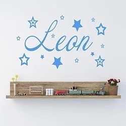 Custom Name Wall Decals Personalised Name With Stars Vinyl Wall Art Sticker For Nursery DIY Kids Baby Bedroom Wall Decor L200