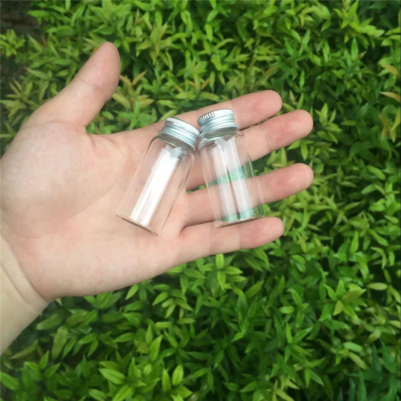 27*58*14mm 20ml Mini Glass Bottles With Metal Screw Cap Empty Small Wishing Bottle Glass Vials Jars 50pcs