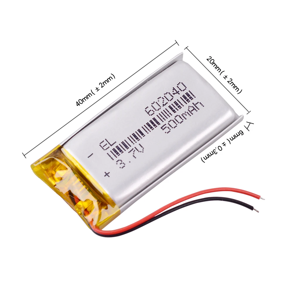 602040 500mAh 3.7V Rechargeable Lithium Li-ion Polymer Battery for gamepad Tablet PC