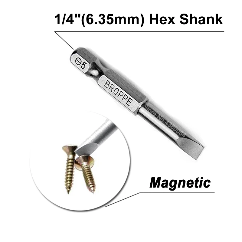 7 Pcs ชุดแม่เหล็ก Flat Head Slotted Tip ไขควง Bits Mini Ratchet Wrench สำหรับ 1/4 "(6.35 มม.) hex Shank มือชุดเครื่องมือ