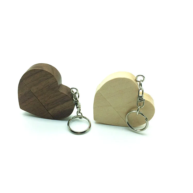 Hot Sale Custom Logo Wooden Heart Memory Stick Pen Drive 4gb 8gb 16gb 32gb Company Logo customized Wedding Gift photography gift