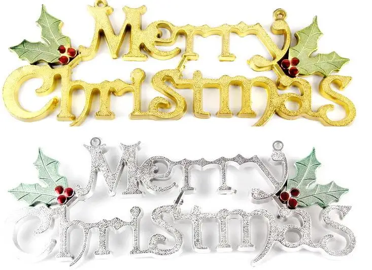 Merry Christmas Plaque Sign Home Shop Dooration Wall Decorative Christmas Tree Pendant Drop Ornament 15cm to 60cm gold silver