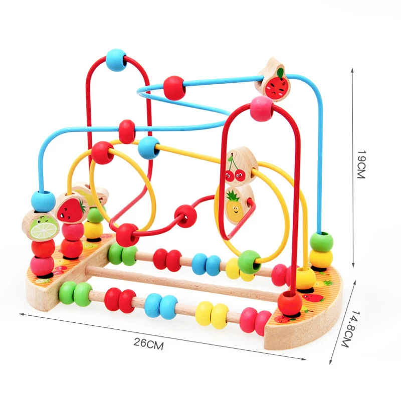 Baby Kleurrijk Houten Rond Kralen Speelgoed Multifunctioneel Houten Rond Kraal Doolhof Kleurherkenning Speelgoed voor Kinderen