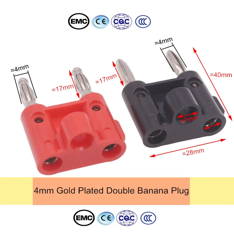 1 Pcs Double Row 4mm Banana Plug Connector 4mm Speaker Plug Adapter Two-position Audio Plug Lantern Cross Plug Connector