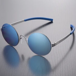 Stainless No Screw Vintage Round Sunglasses Women Outdoor Sun Glasses with Colored Lens Men UV400 Protection Gafas De Sol