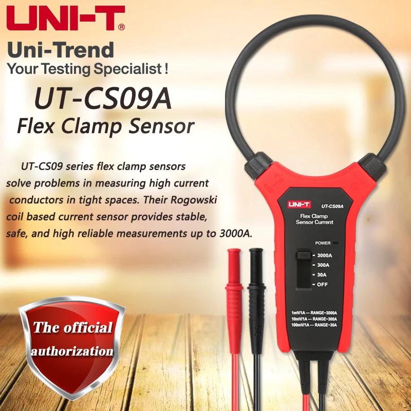 UNI-T UT-CS09A/UT-CS09C Flex Clamp Sensor, 3000A AC Clamp Meter, Oscilloscope / Multimeter Current Probe