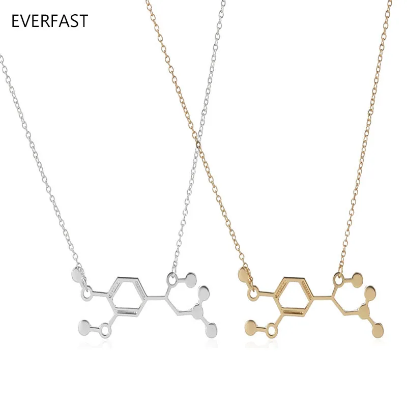 

Wholesale 10pc/lot Adrenaline Molecule Science Jewelry Chemistry Structure Gold And Silver Plated Floating Charm Locket Necklace