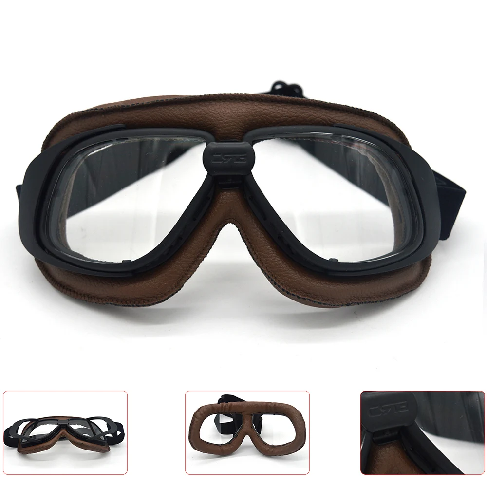 evomosa Vintage Helmet Goggles Motorcycle Goggle Glasses Motorbike Pilot Retro Jet Helmet Gafas Enduro Goggle Spectacles Glasses