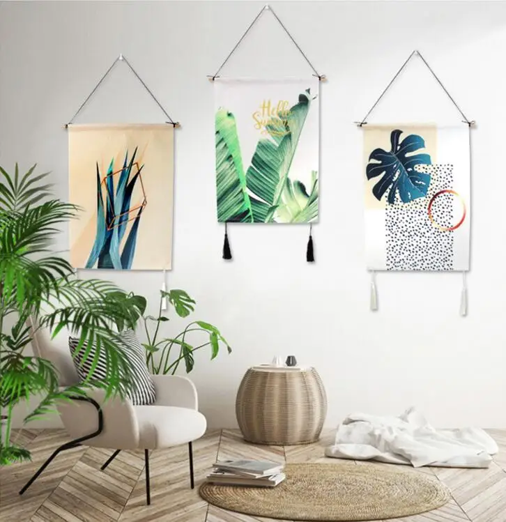 

Green Plants Flamingo Cactus Tapestries Printed Calligraphy Flags Banners Hanging painting Home Decor Background wall decoration