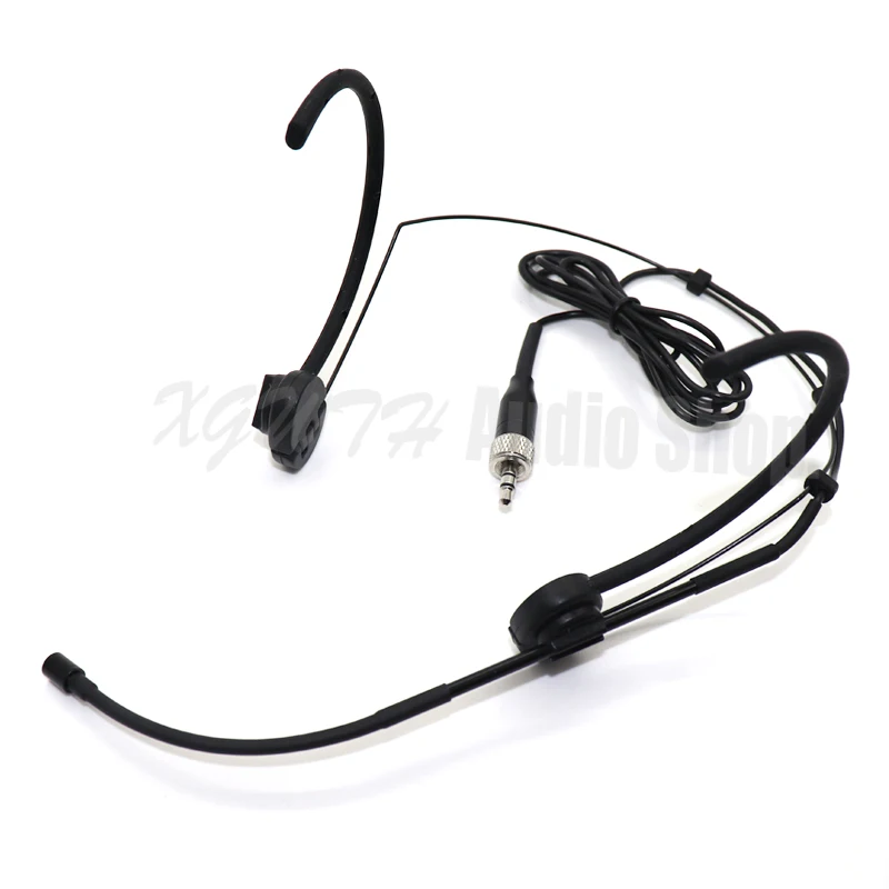 3.5mm Jack Stereo Screw Lock Double Earhook Mic Headworn Headset Microphone For Sennheiser Wireless Beltpack EW100 EW300 EW500