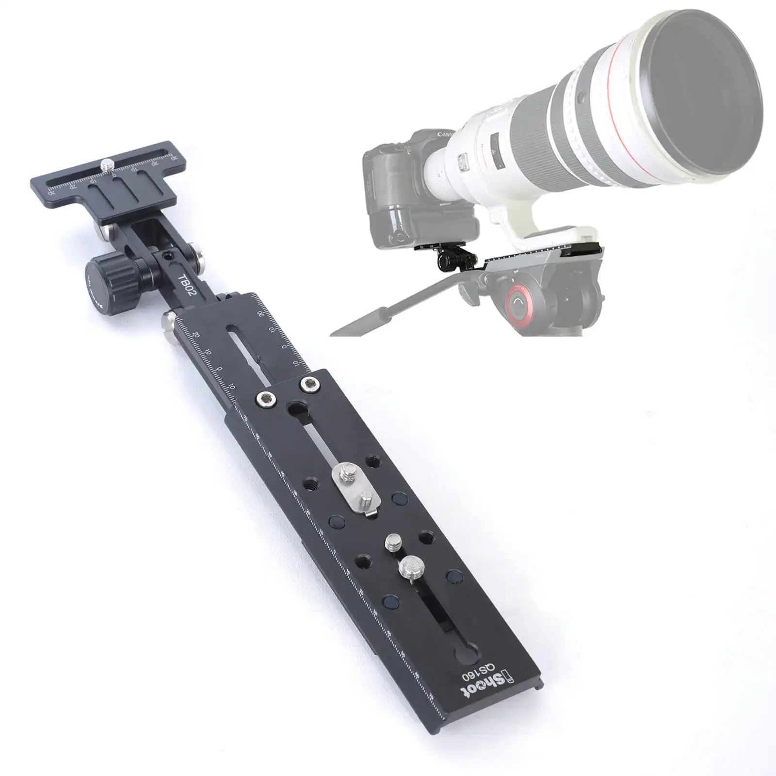 Long Lens Support and Quick Release Plate for Fluid Head Manfrotto 500 700, Sachtler FSB 10/8/6,DV2/8/10SB/12SB,V14/18/ACE XL