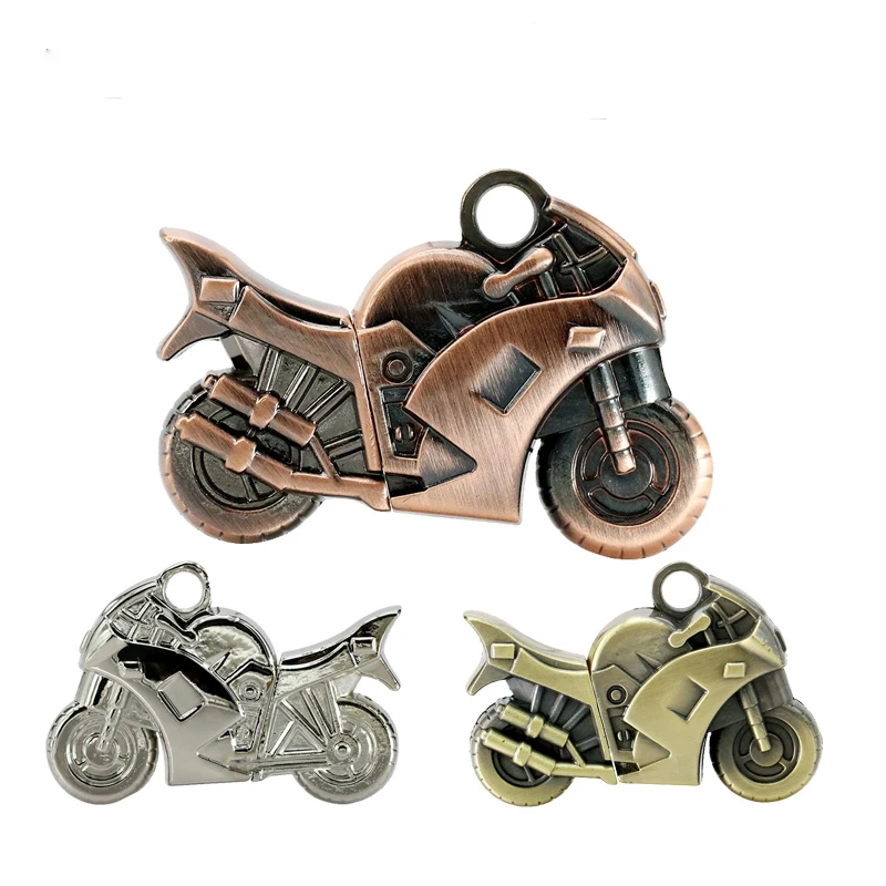 Pen Drives Metal Cool Motorcycles USB Flash Drive 32GB 16GB 8GB 4GB Keychain U Disk Pendrive Bronze Moto Car Keychain Storage