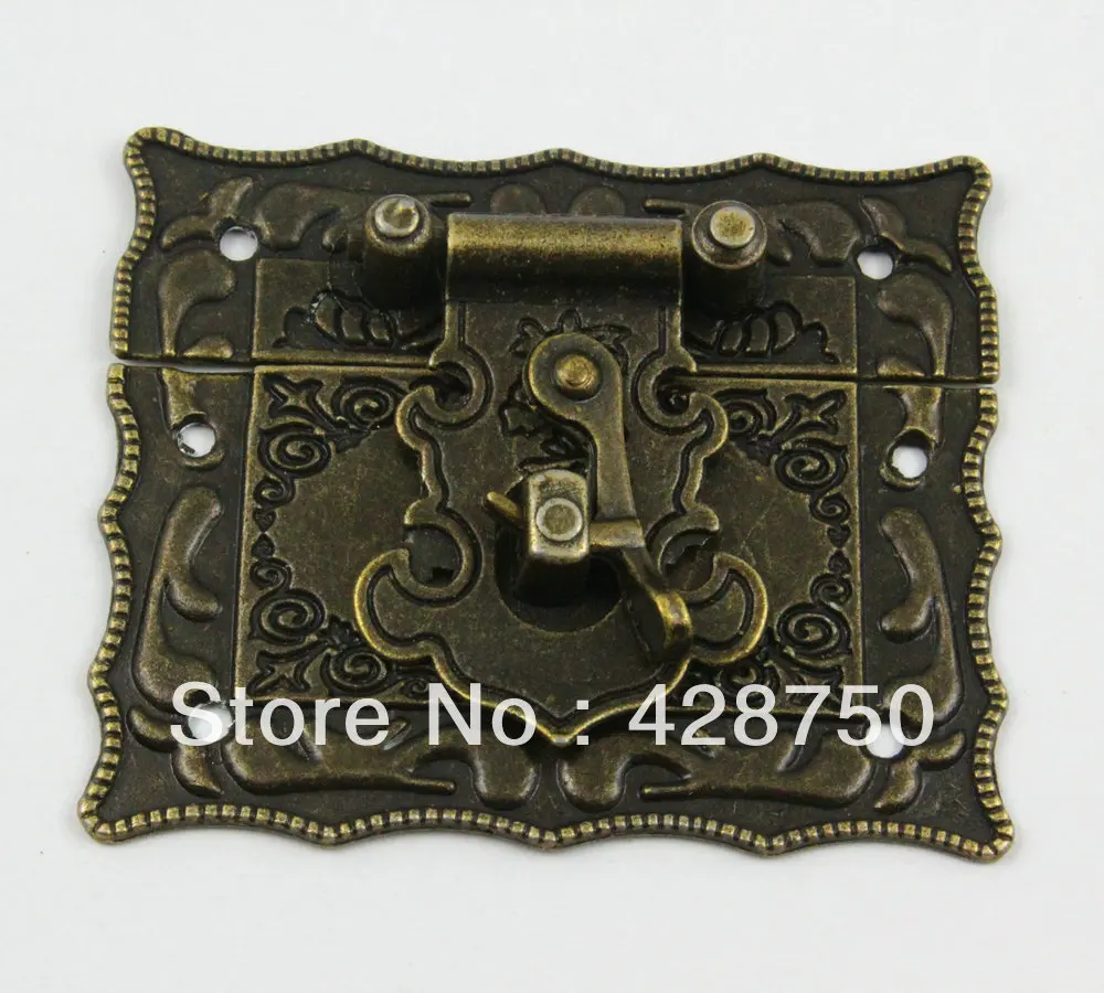 

Antique Brass Jewelry Box Hasp Latch Lock 68x56mm with Screws