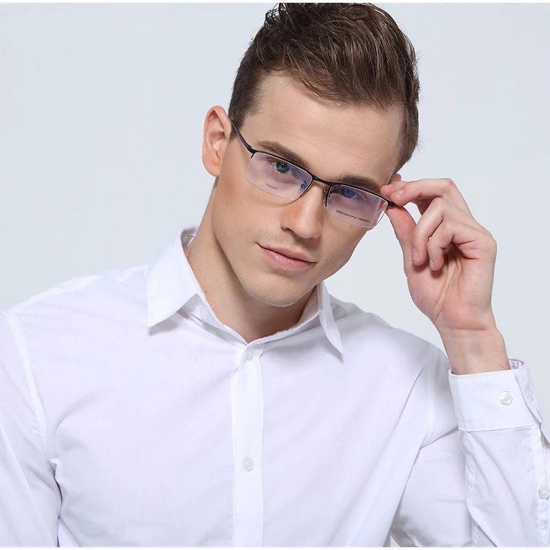 Titanium Glasses Frame Men Ultralight Square Myopia Prescription Eyeglasses  Male Metal Full Optical Frame Eyewear S8803