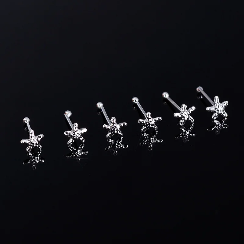 WALERV 24Pieces/Lot Women Fashion Nose Piercing Jewelry Silver Color Star Shape Nose Studs Nose Rings Nail Sexy Hiphop India