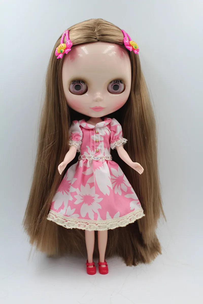 

Кукла Blygirl Blyth, коричневые прямые волосы, нормальное тело, 7 суставов, обычная кожа, 1/6 тела, подходит для собственного макияжа