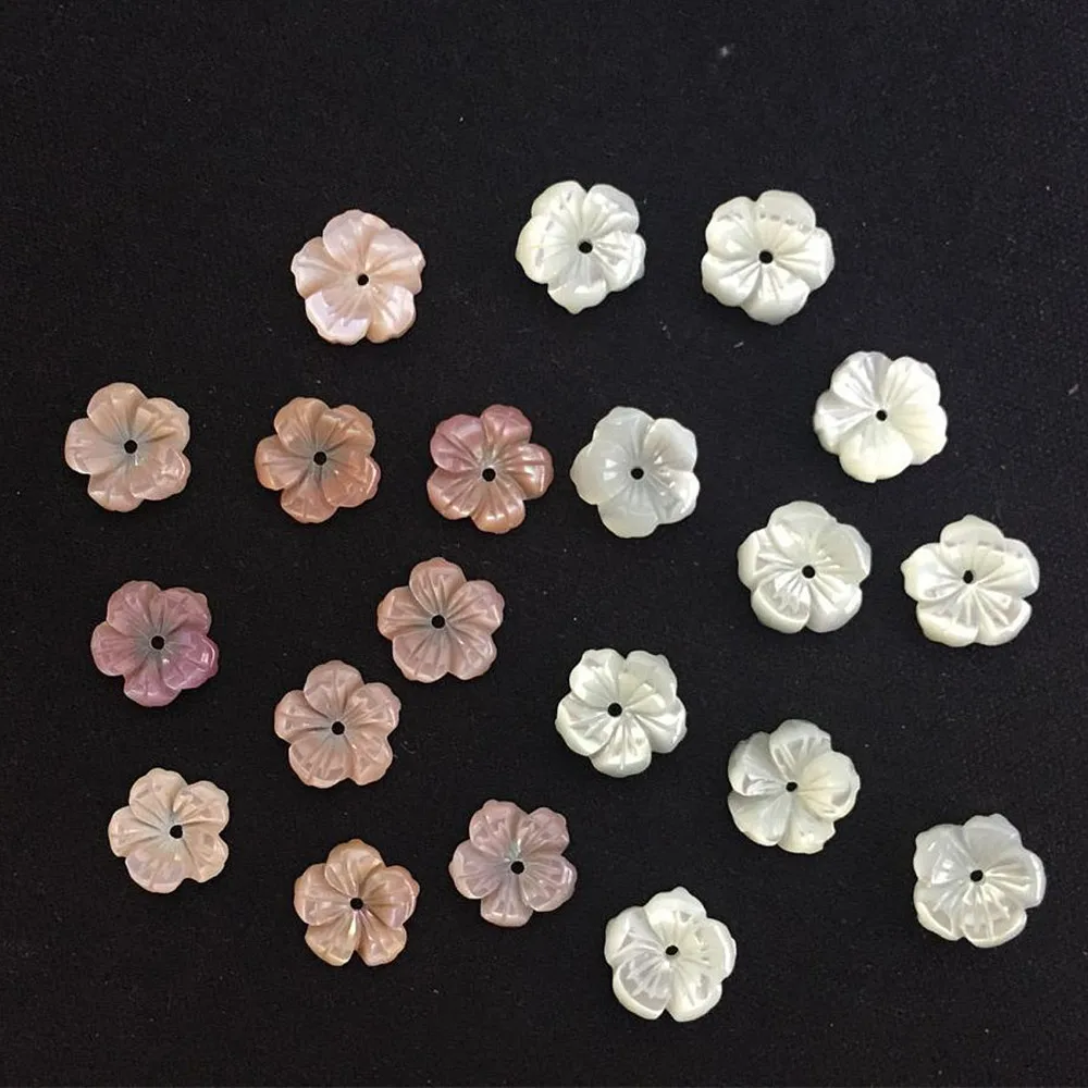10pcs/Lot Natural Shell Beads White Pink Pearl Shell Flower Spacer Square Beads For Jewelry Making Bracelet Necklace Accessories
