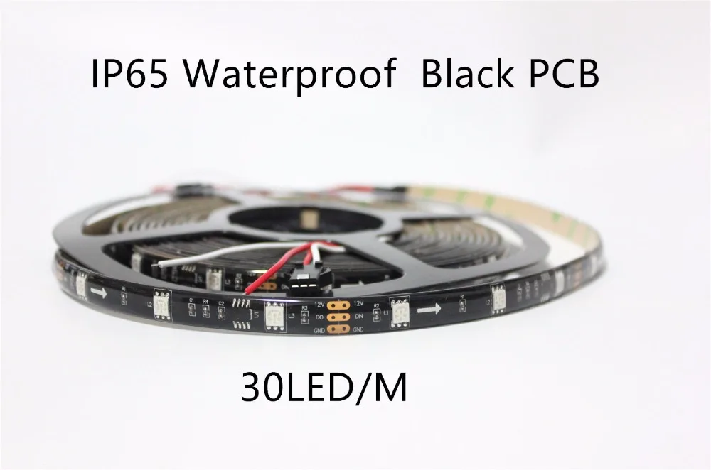 WS2811 led strip 5m 30/48/60 leds/m,10/16/20 pcs ws2811 ic/meter,DC12V White/Black PCB, 2811 led strip Addressable Digital