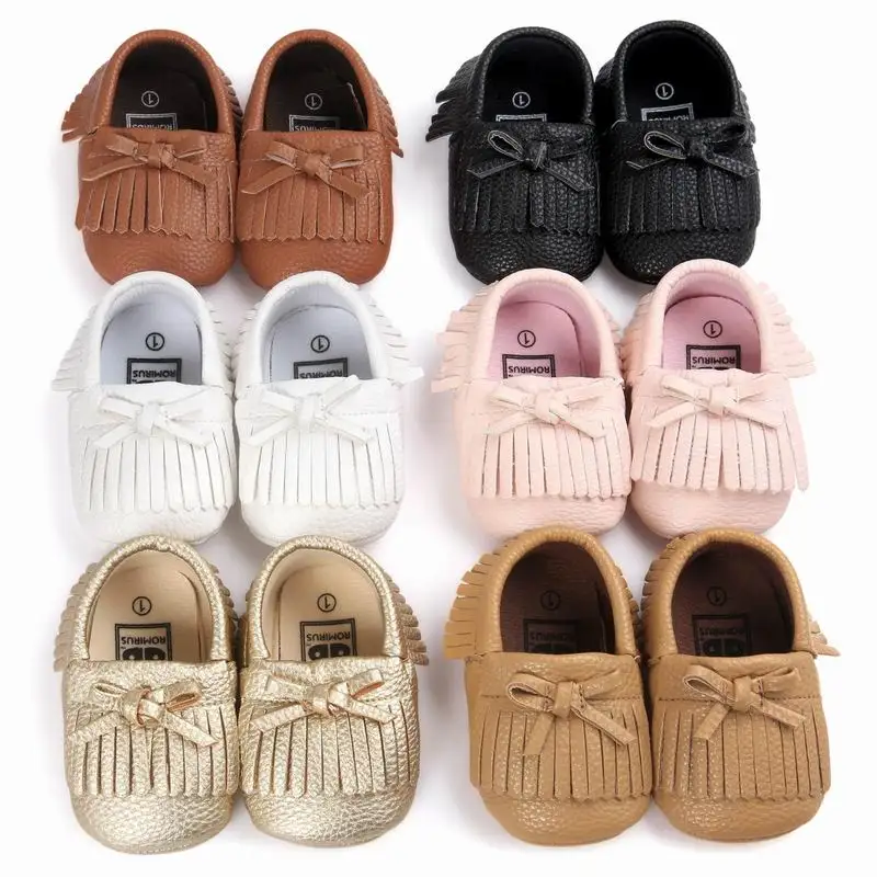 

Baby Boy Girl Baby Moccasins Soft Moccs Shoes Soft Soled Non-slip Footwear Crib Shoes New PU Suede Leather Newborn