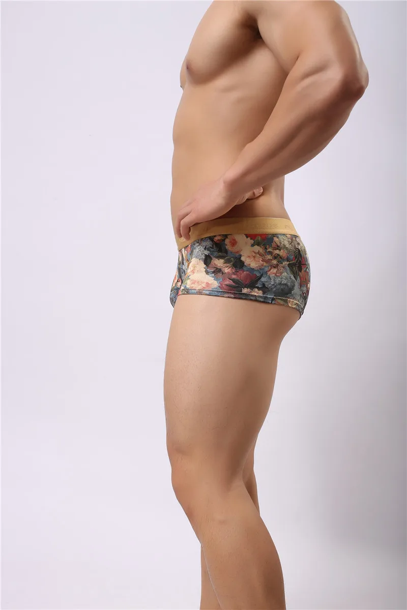 High Quality Men Boxers Shorts Mens Novelty Flowers Print Underwear Brand Sexy Fashion Boxers Underpants Low Waist Boxers