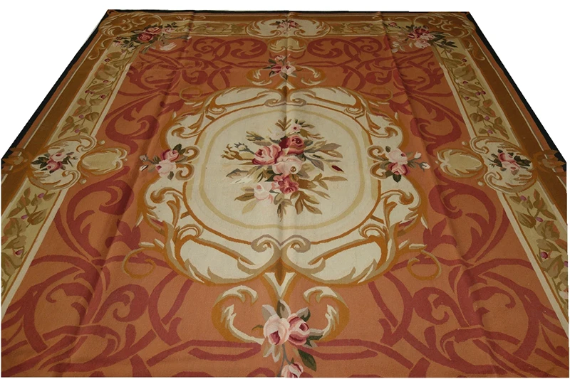 

Handmade Home Decore Art Carpet Natural Sheep Wool Antique French Hand Woven Beautiful Flowers Aubusson Carpet