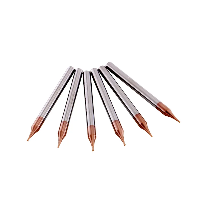 HRC60 7pcs Micro diameter ball nose end mill cutter R0.15 R0.2 R0.25 R0.3 R0.35 R0.4 R0.45 2 flutes CNC machine Milling Cutters