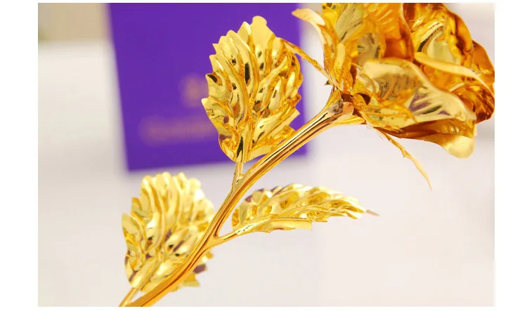 Best Gift For Girlfriend Golden Rose Wedding Decoration Golden Flower Valentine's Day Gift Gold Rose Gold Flower with Box  -15