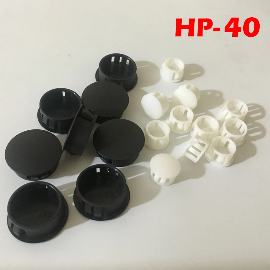 20pcs HP-40 40MM HP-45 45MM Diameter Black Nylon Plastic Diameter End Cap Grommet Push Lock Button Cover Panel Drill Hole Plug