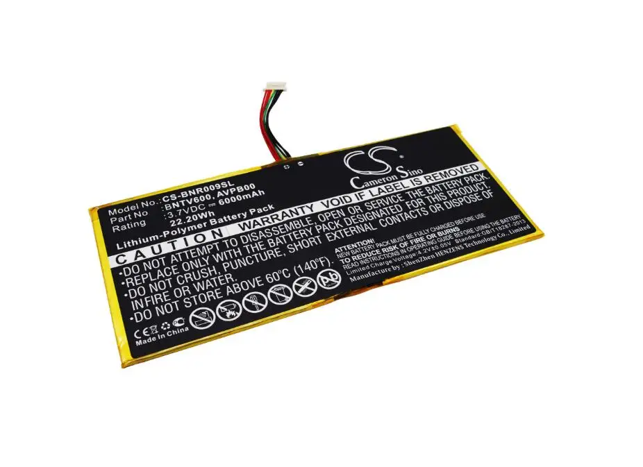 Cameron Sino 6000mah battery for BARNES & NOBLE BNTV600 Nook HD+ Plus HD+9 Ovation AVPB00 AVPB002-A110-01 GB-S02-308594-0100