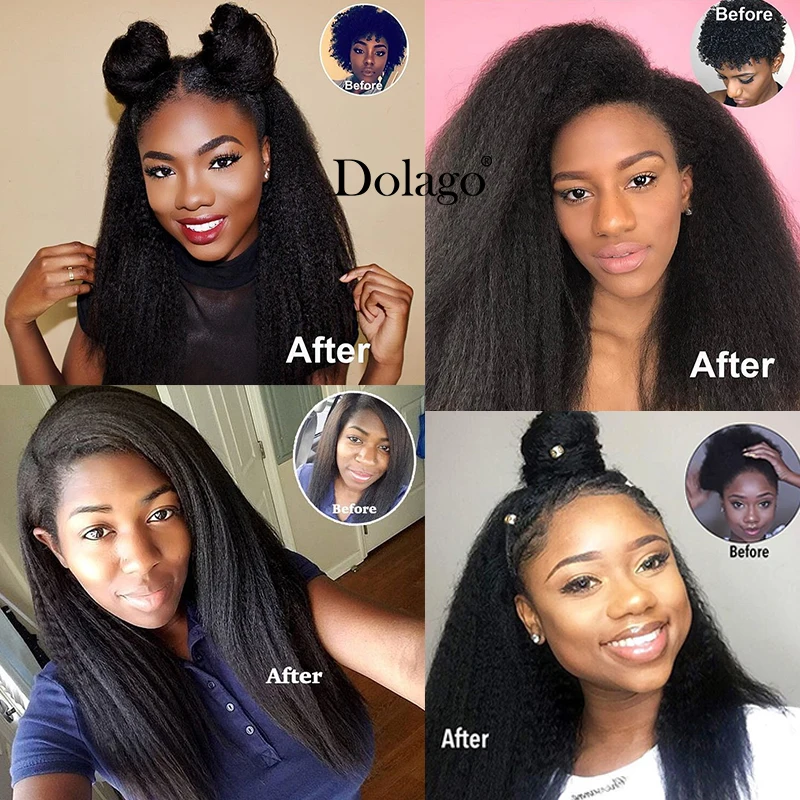 Kinky Straight Hair Brazilian Hair Weave Bundles Natural Color Coarse Yaki Human Remy Hair Extension Dolago 2 Or 3 Bundles