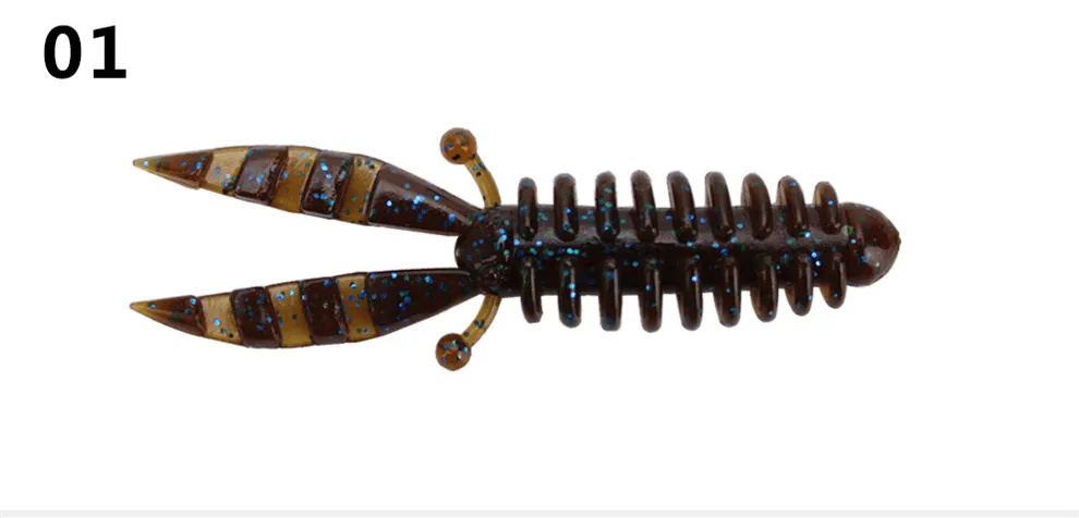 Angel köder weicher Köder künstliche Pop Mini Garnelen 5,5 cm/1,1g Wurm Maden lockt Schraub klemme Schwänze Los 10 Stück – Detail 4