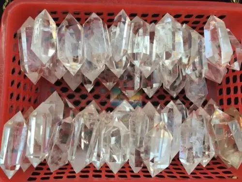 

1lb 5-8pcs 6 Sided Clear Quartz Crystal DT Generator Point Wand Polished Brazil