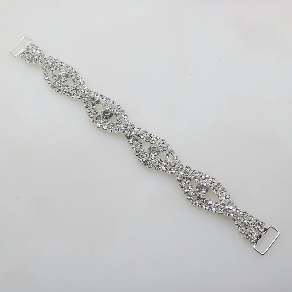 factory Outlet 1pcs 180mm* 25mm Clear Crystal Rhinestone Bikini connector buckle Metal chain Decorative