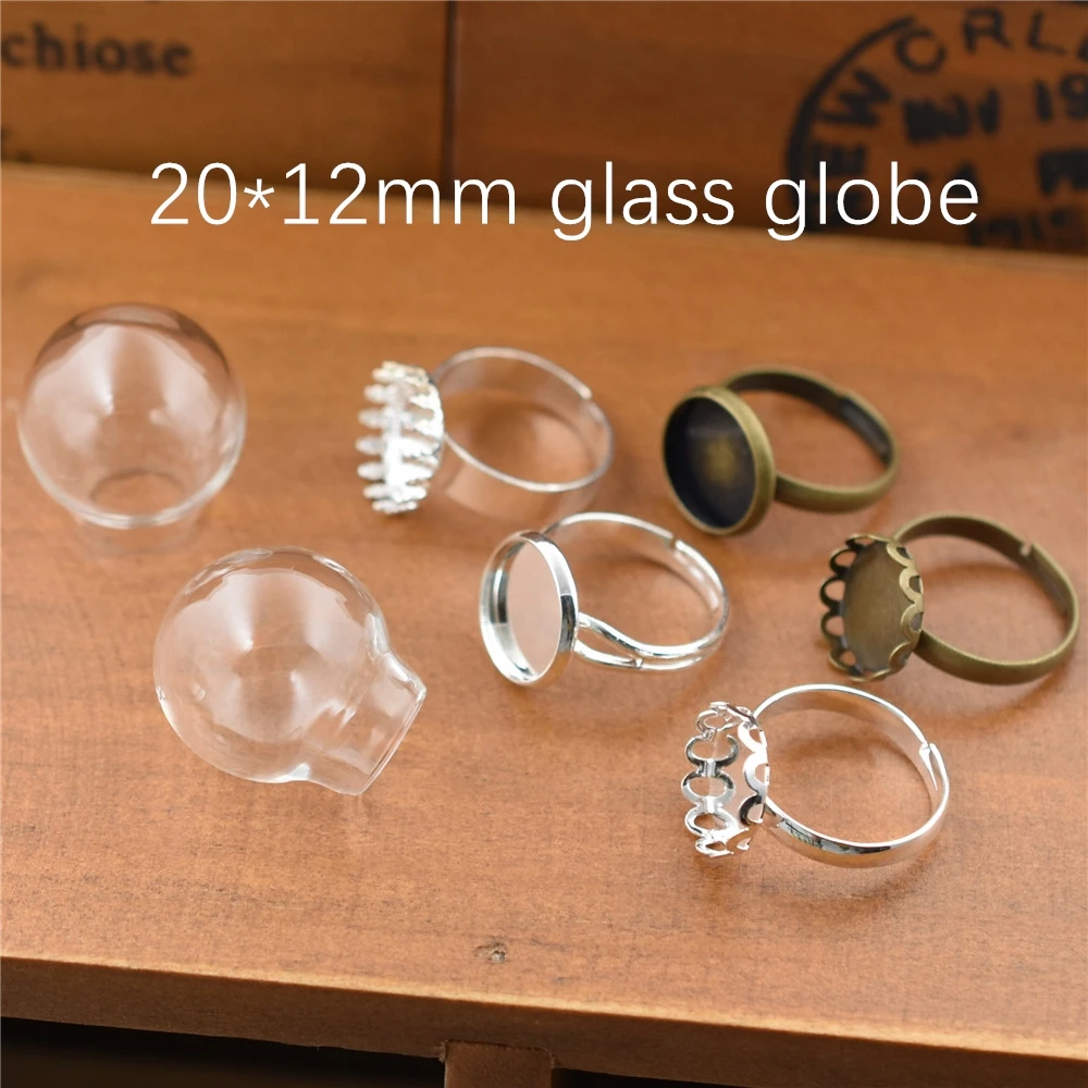 Anillo de globo de cristal, Base de ajuste de anillo de botella de vidrio, accesorios de materiales hechos a mano, 2 uds.