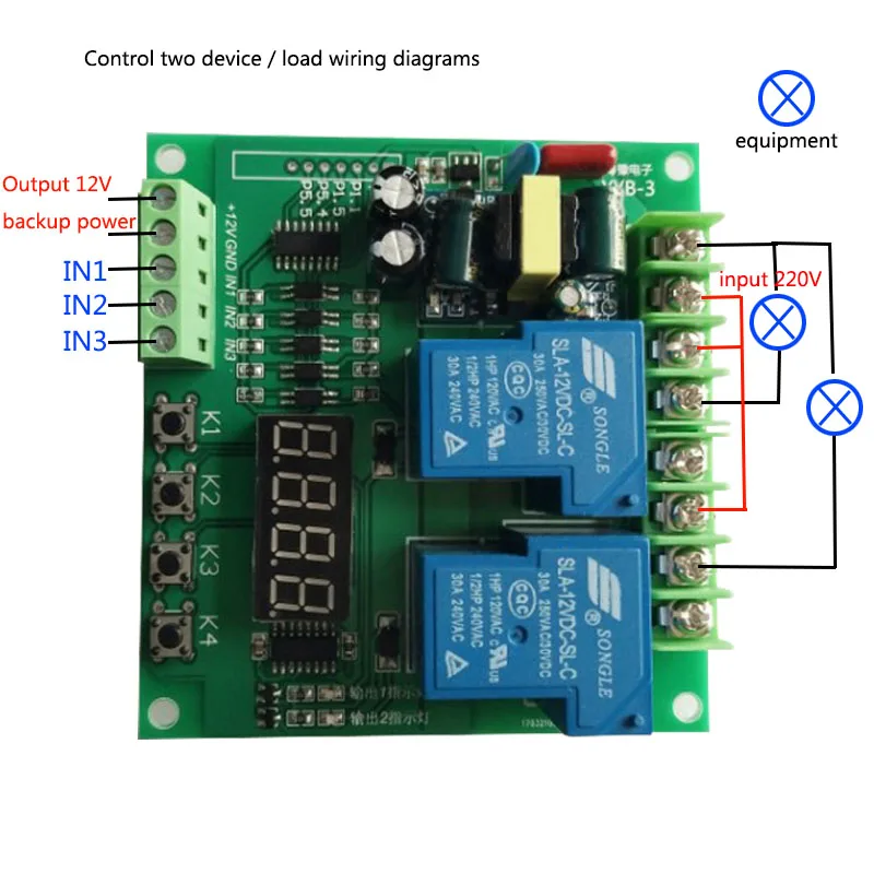 Контроллер двигателя CW/CCW AC220V, два/реле/Задержка/модуль цикла синхронизации