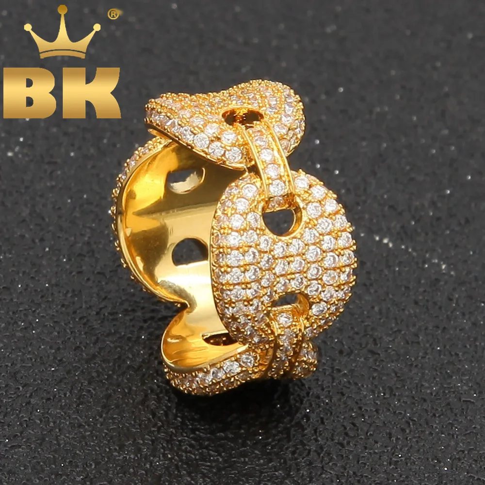 

Fashion Rings For Men/Women Puffed Marine Chain Fat Links Ring Micro Paved Colored Cubic Zirconia Rapper Hiphop Jewelry