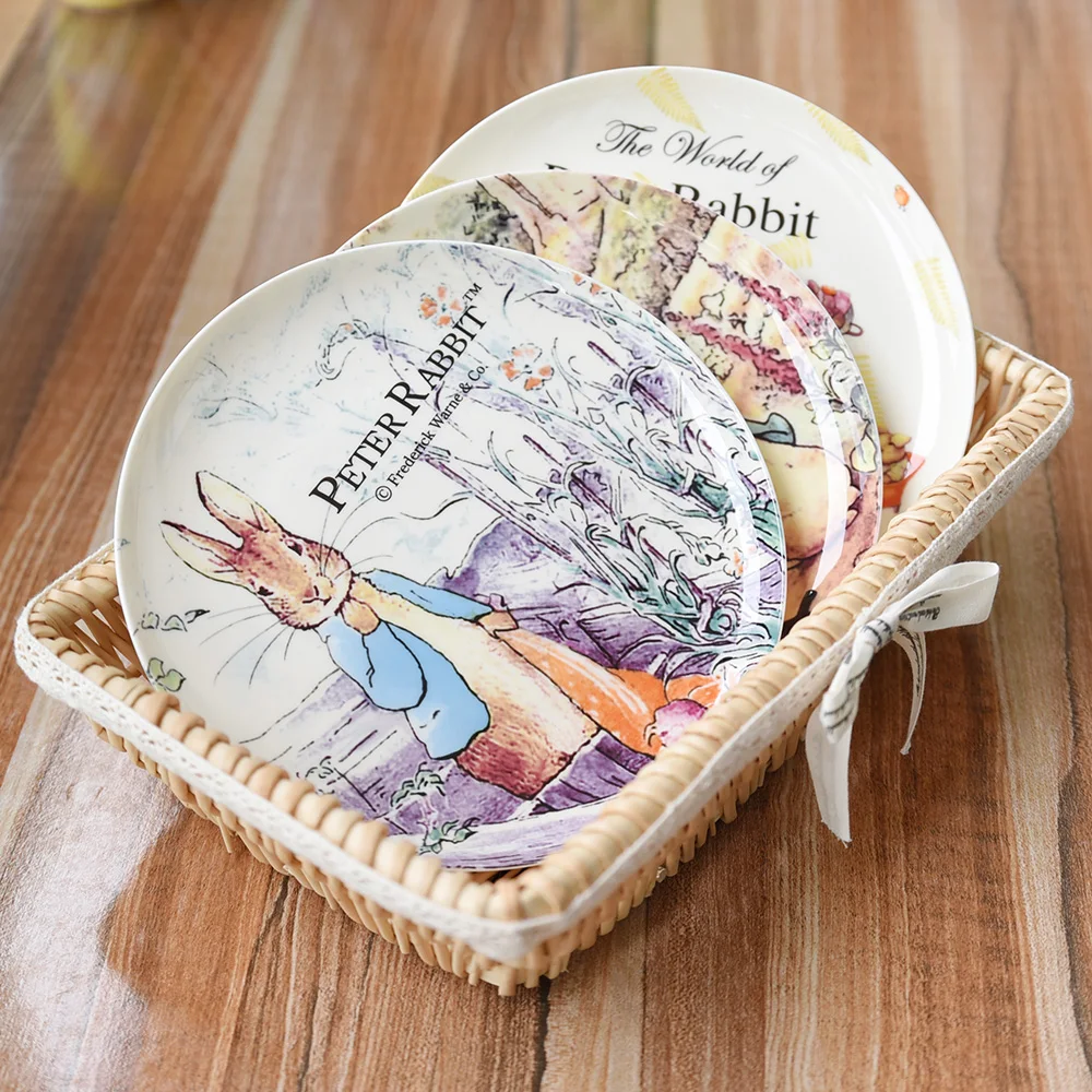 

Western Creative Time Rabbit Flat Plate Fruit Plate Home Essential New Bone China Ceramic Tableware Lovely Plate Free Shipping