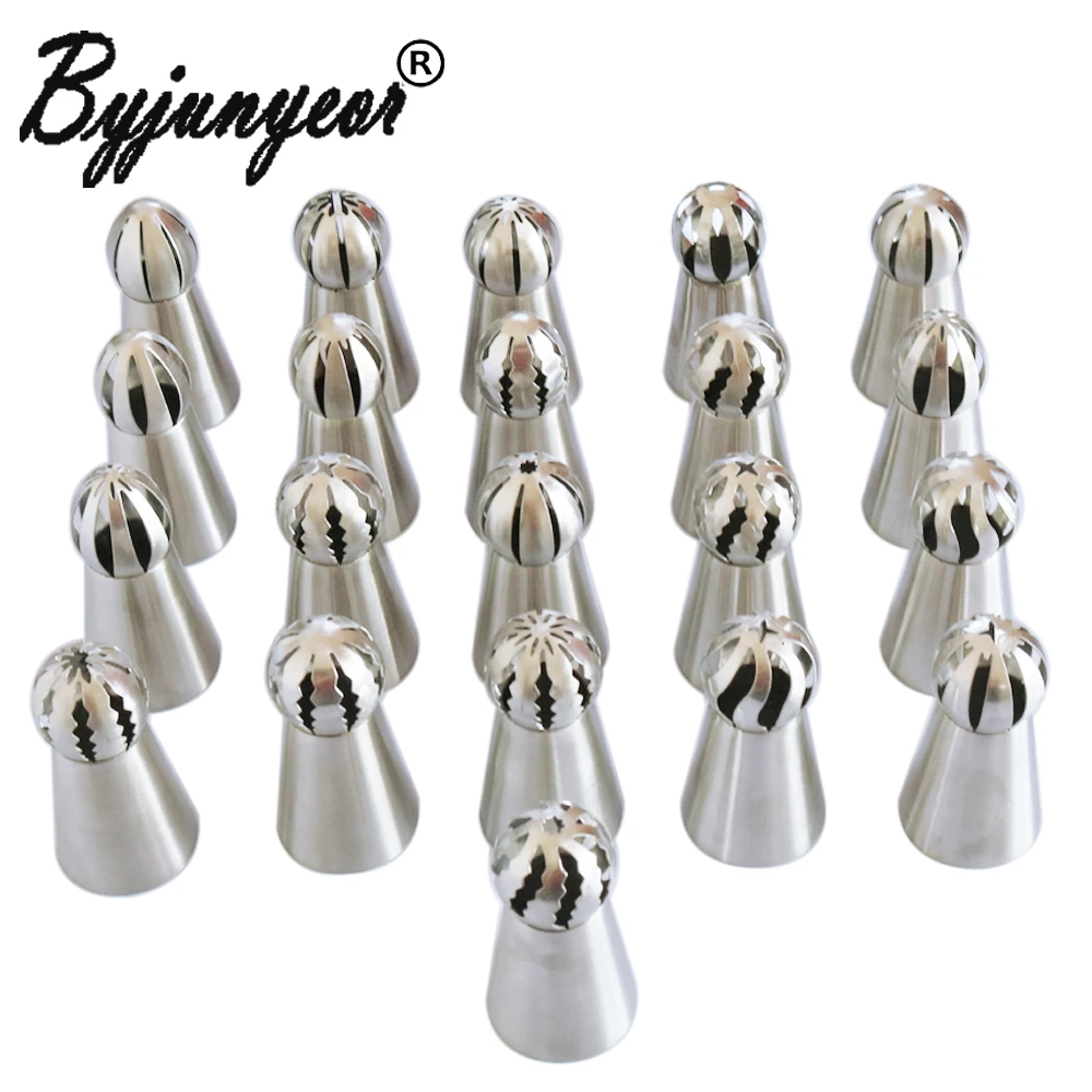21PCS/SET Spherical Ball Stainless Steel Icing Piping Globular Nozzle Pastry Tips Cream Fondant Cupcake Baking Tip Tool CS084